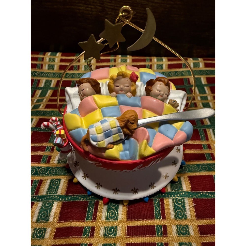Vintage 1993 Campbell's Soup Kids Christmas Ornament Bowl Quilt Puppy 3.5"